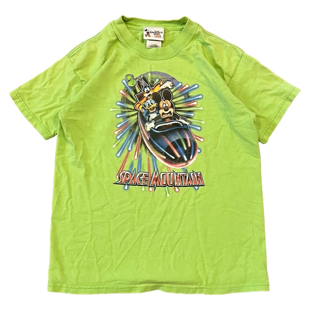 Vintage Disney Space Mountain Highlighter Green Youth Size L 14-16 2000s